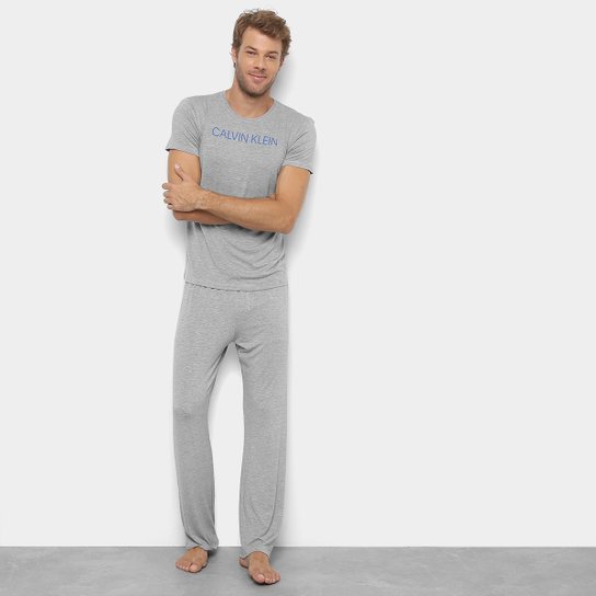 Pijama Calvin Klein Viscose Logo Masculino - Mescla