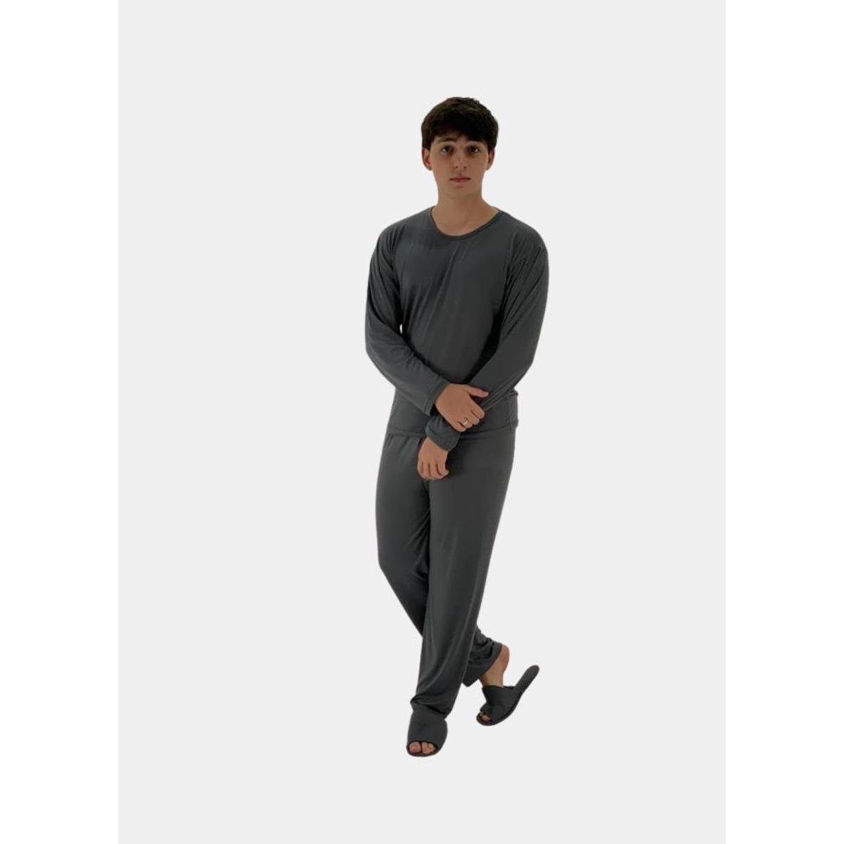 Pijama Cia Do Pijama Em Malha Suede Masculino - Cinza Menor preço em Pijama Cia Do Pijama Em Malha Suede Masculino - Cinza