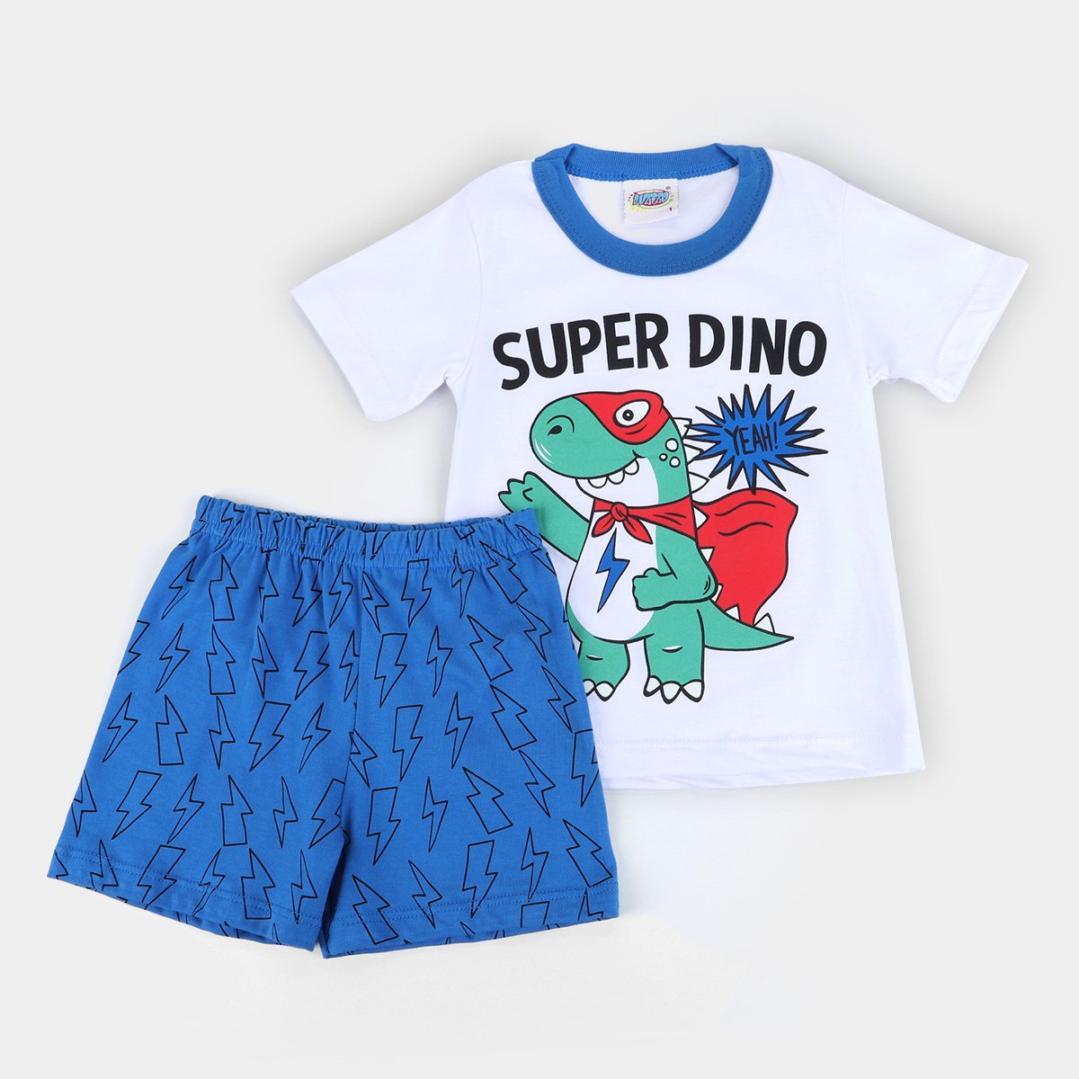 Pijama Curto Bebê Duzizo Super Dino Brilha no Escuro Masculino - Azul Menor preço em Pijama Curto Bebê Duzizo Super Dino Brilha no Escuro Masculino - Azul