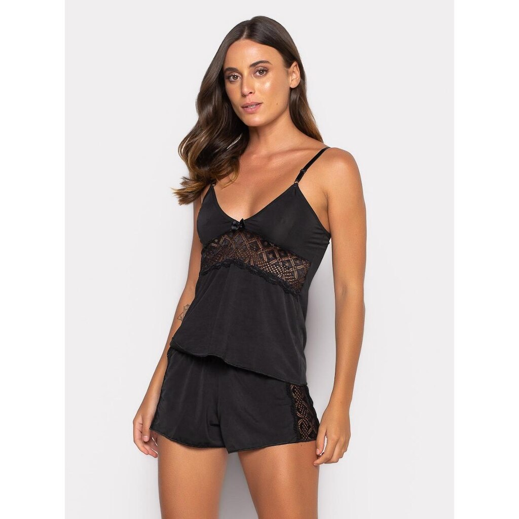 Pijama Curto Bravaa Store Roupa de Dormir Com Renda 092
