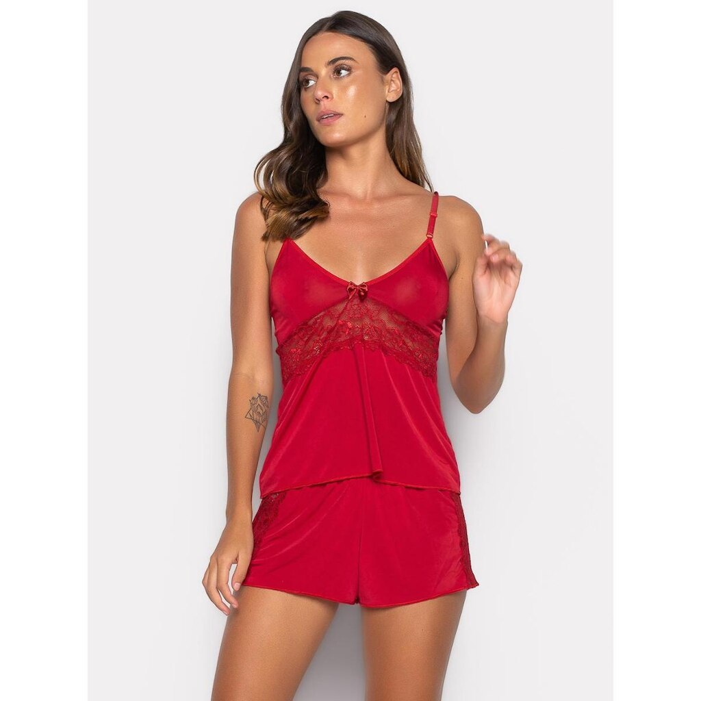 Pijama Curto Bravaa Store Roupa de Dormir Com Renda 092