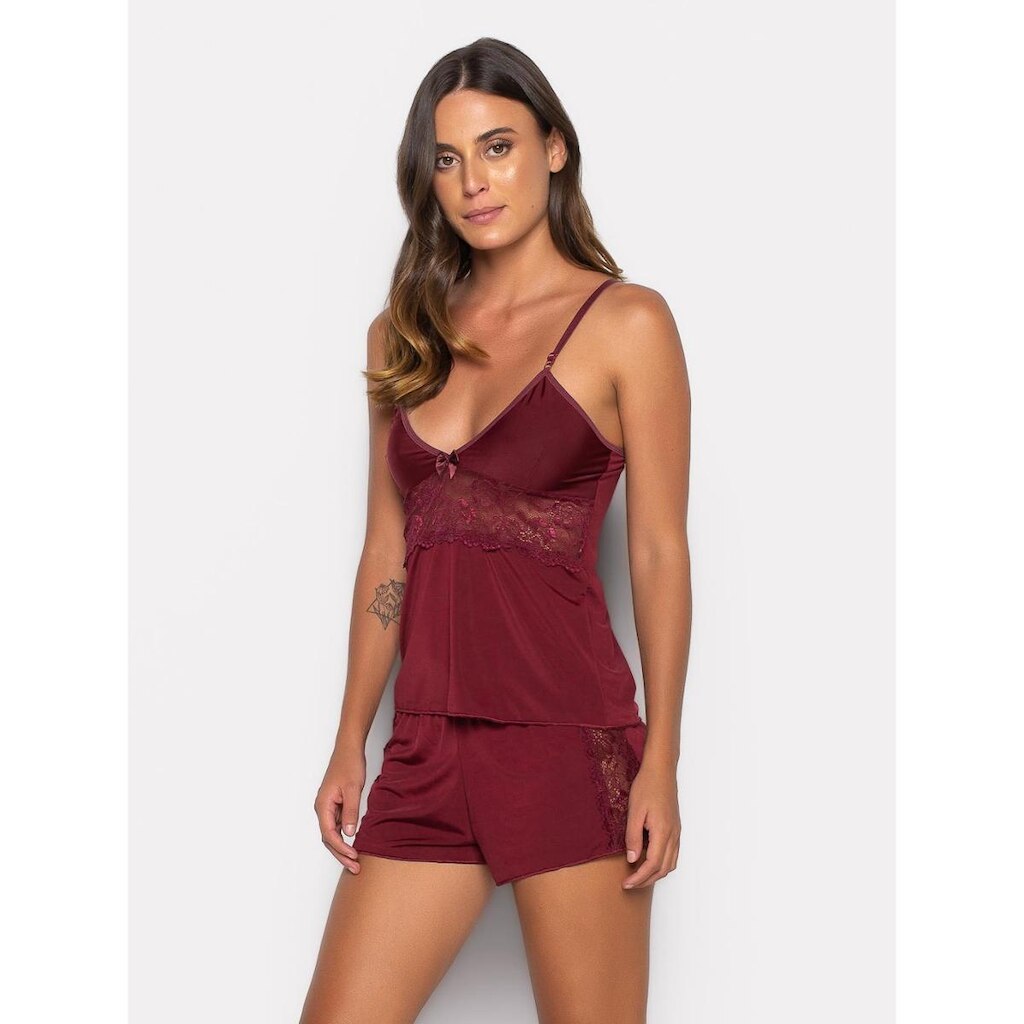 Pijama Curto Bravaa Store Roupa de Dormir Com Renda 092