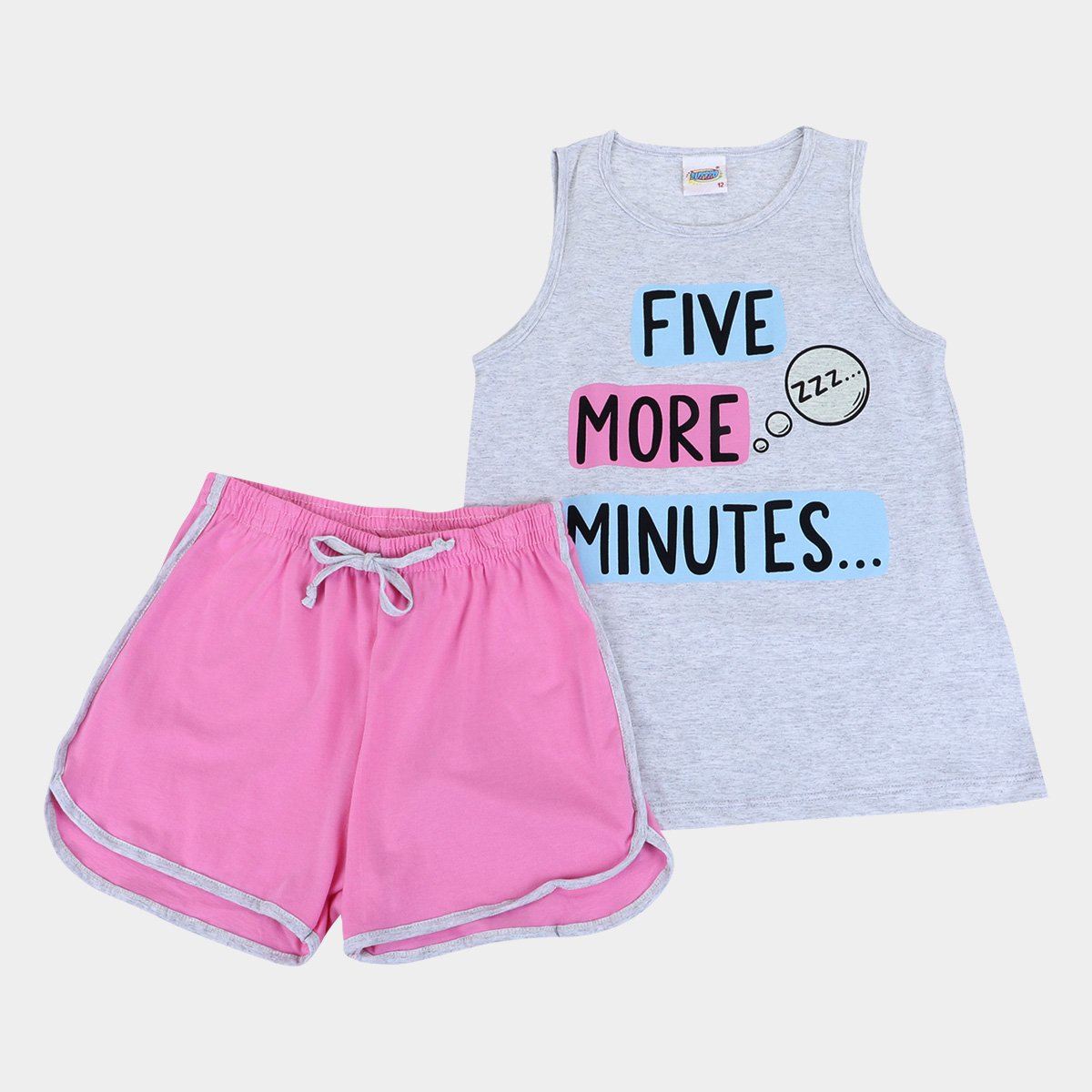 Pijama Curto Infantil Duzizo Regata Brilha no Escuro Five More Minutes Feminino - Mescla é ruim? Pijama Curto Infantil Duzizo Regata Brilha no Escuro Five More Minutes Feminino - Mescla é boa?
