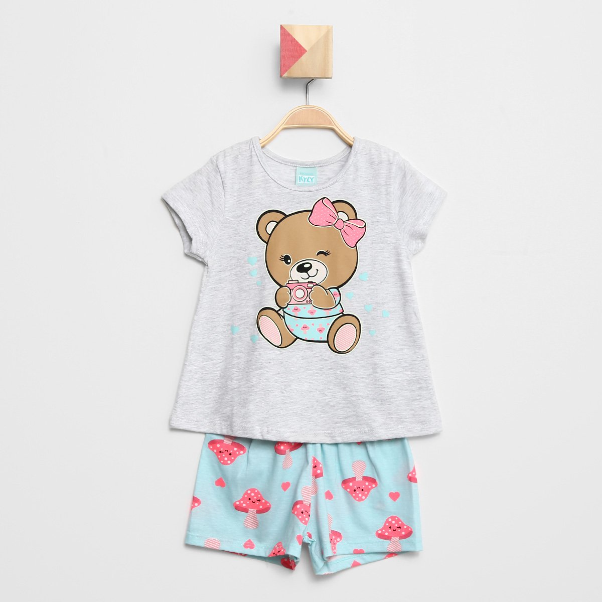 Pijama Curto Infantil Kyly Yummy Blusa + Short Menina - Mescla Menor preço em Pijama Curto Infantil Kyly Yummy Blusa + Short Menina - Mescla