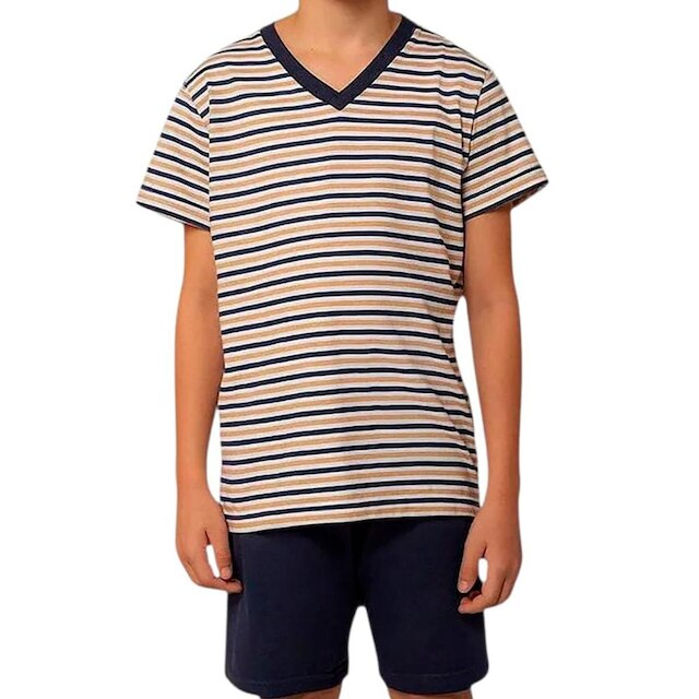 Pijama Curto Infantil Lupo 20021-001 Listrado Algodão T. 04/16