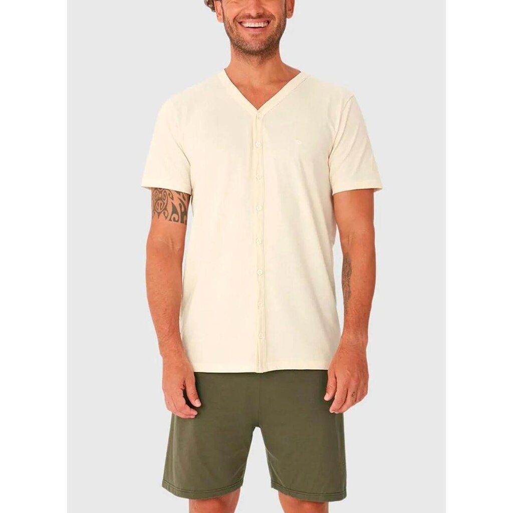 Pijama Curto Malwee 1000130741 Masculino Com Botões Malha Algodão T. P/XGG