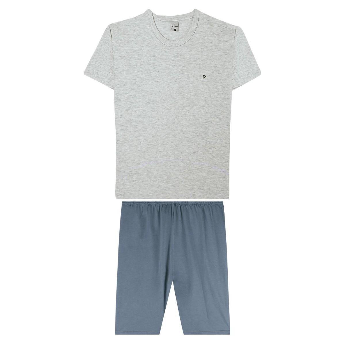 Pijama Curto Malwee Básico Masculino - Cinza Claro Menor preço em Pijama Curto Malwee Básico Masculino - Cinza Claro