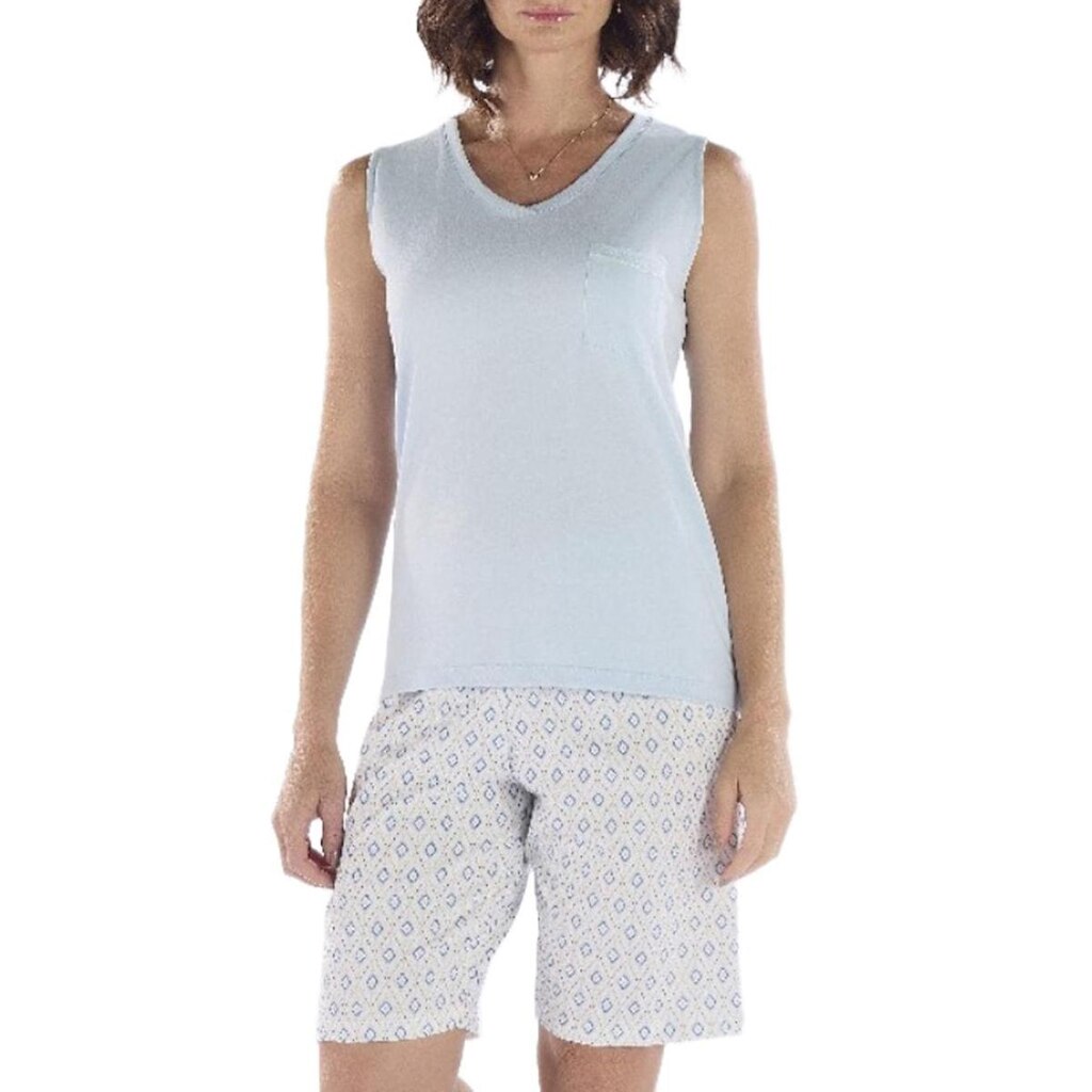 Pijama Curto Pzama 050307 Feminino Estampado Meia Malha T. M/EG