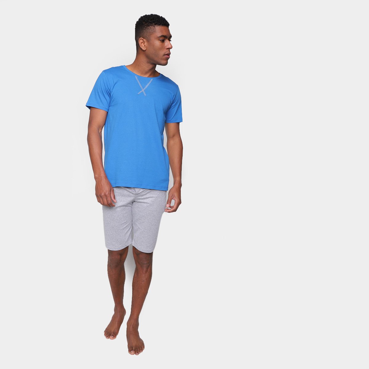 Pijama Curto Volare Liso Masculino - Azul Menor preço em Pijama Curto Volare Liso Masculino - Azul