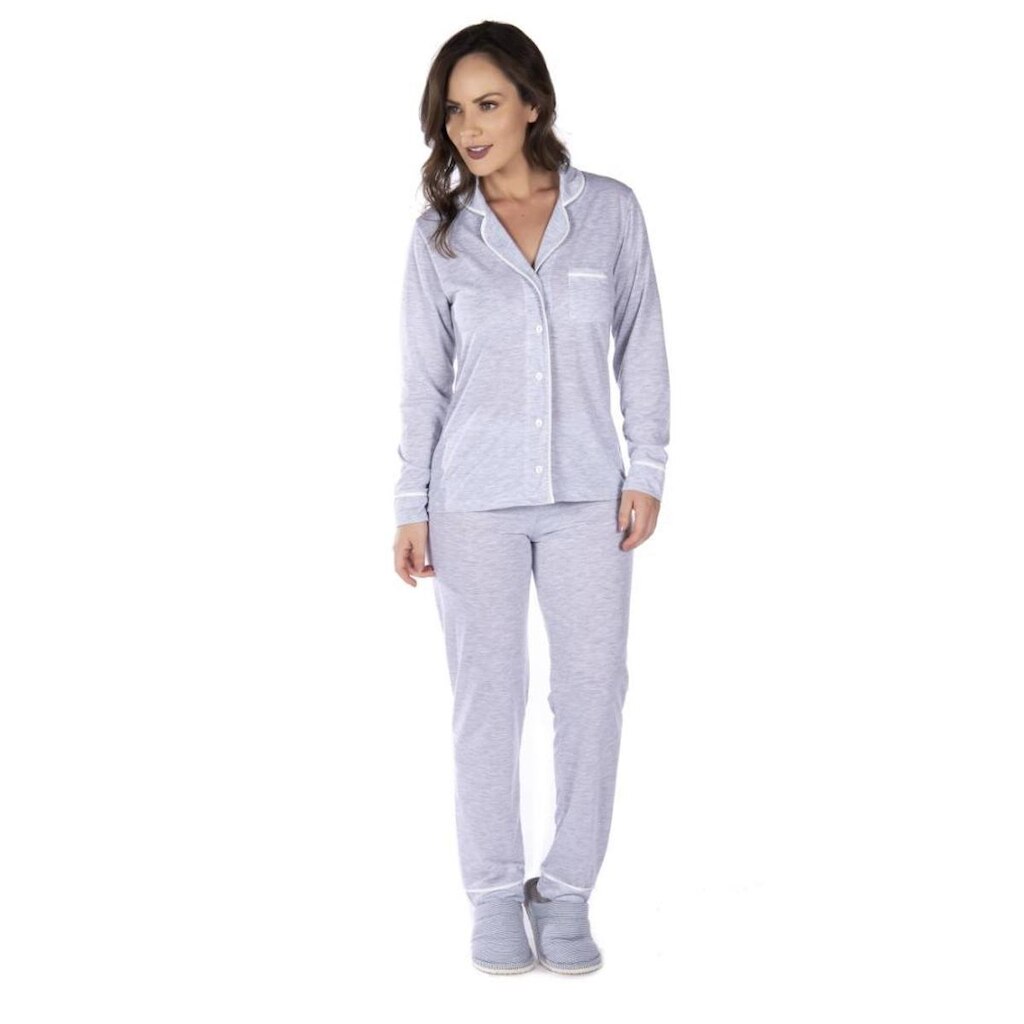 Pijama De Frio Feminino Roupa De Dormir Quente Blusa Longa E Calça Victory  Estilo Americano