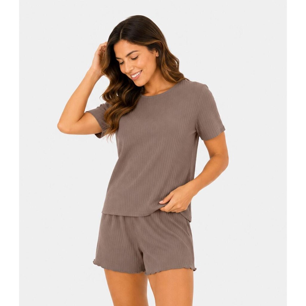 Pijama Feminino Canelado Select Marrom