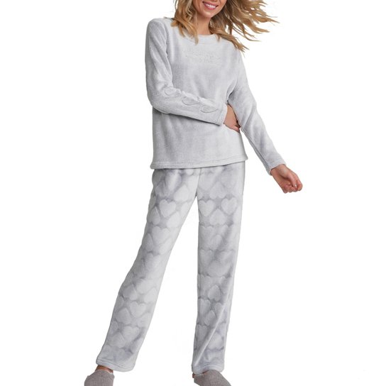 Pijama Feminino Cor Com Amor - Cinza Claro
