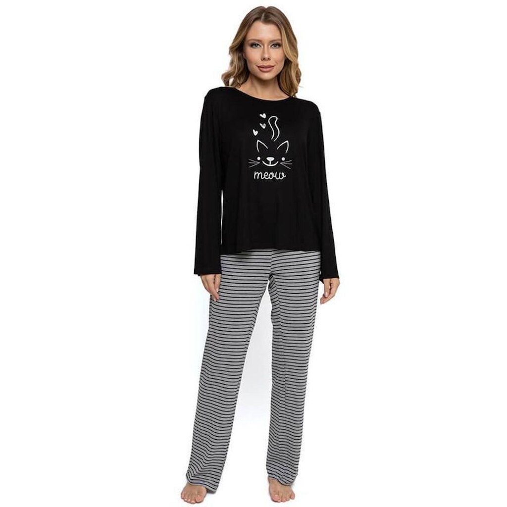 Pijama Feminino Longo Pellin 023 Cat Listrado