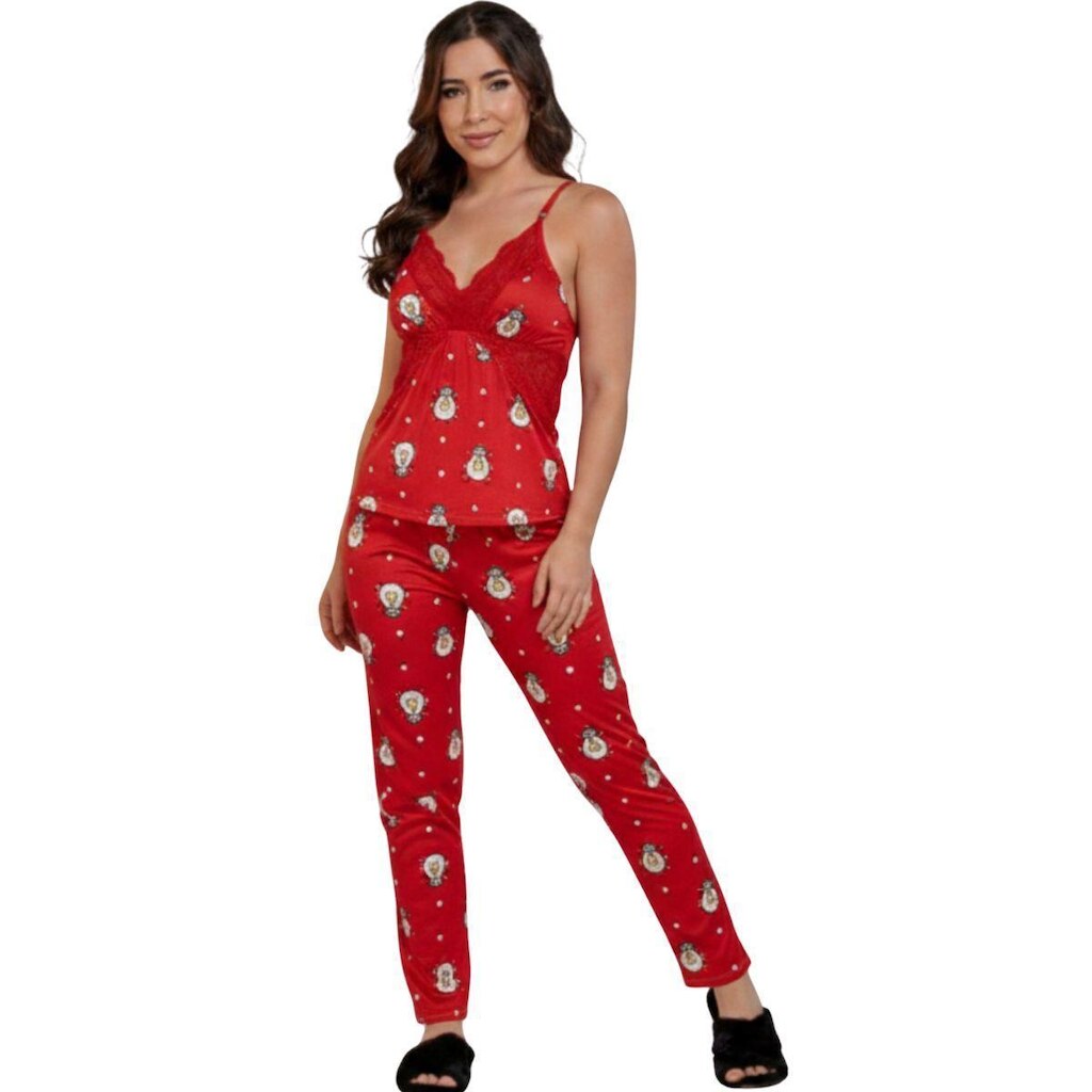 Pijama Feminino Longo Suede Feminino Serra e Mar Manga Curta Alça Inverno Meia Estação Linha Noite