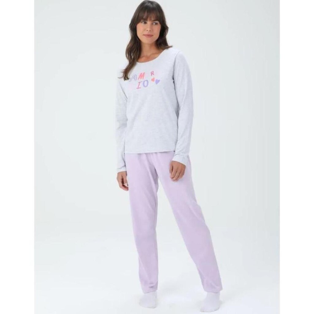 Pijama Feminino Meia Malha Manga Longa Malwee Ref. 117592