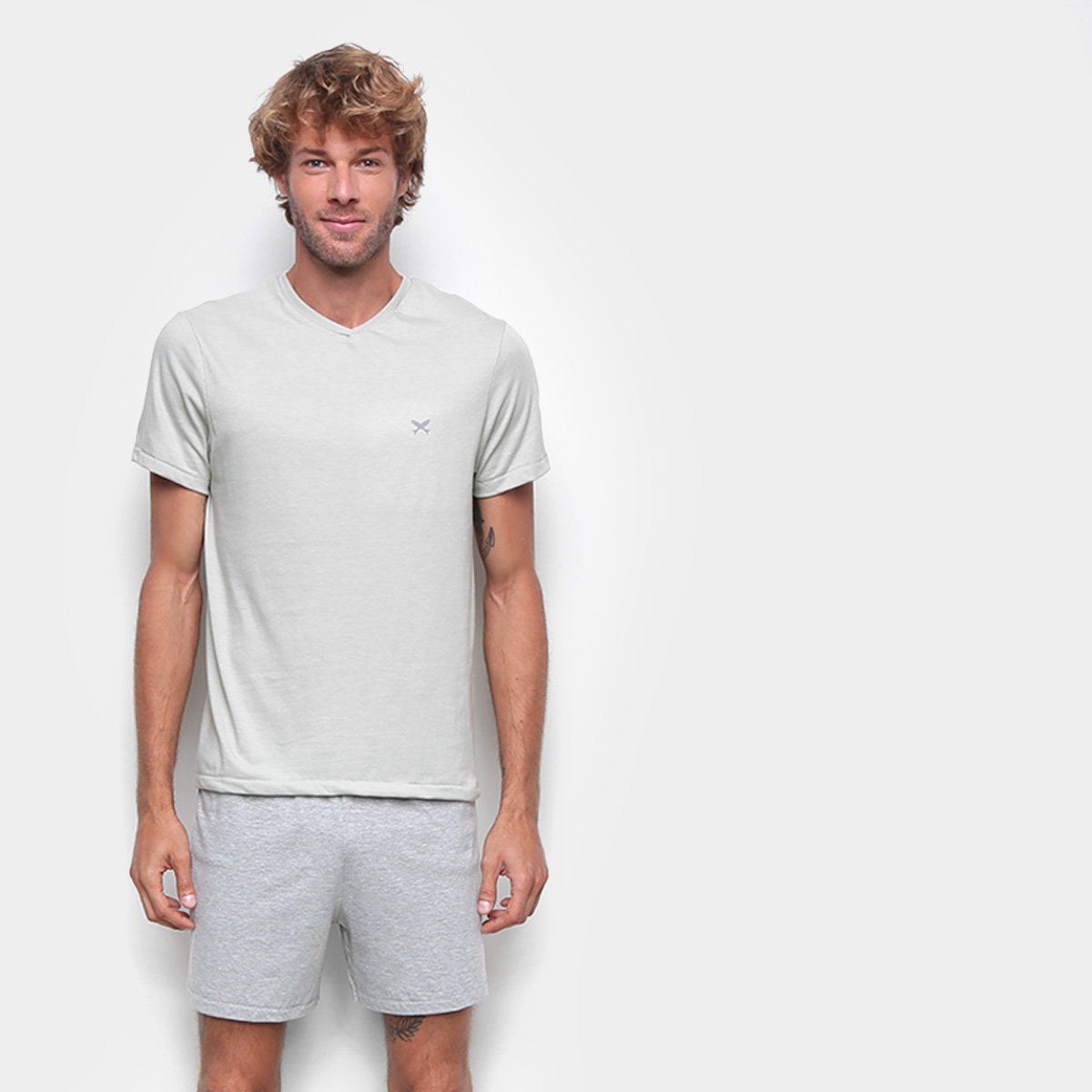 Pijama Hering Básico Curto Masculino - Verde escuro Menor preço em Pijama Hering Básico Curto Masculino - Verde escuro