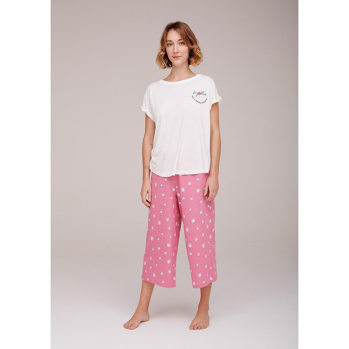 Pijama Hering Curto Feminino - Off White Menor preço em Pijama Hering Curto Feminino - Off White