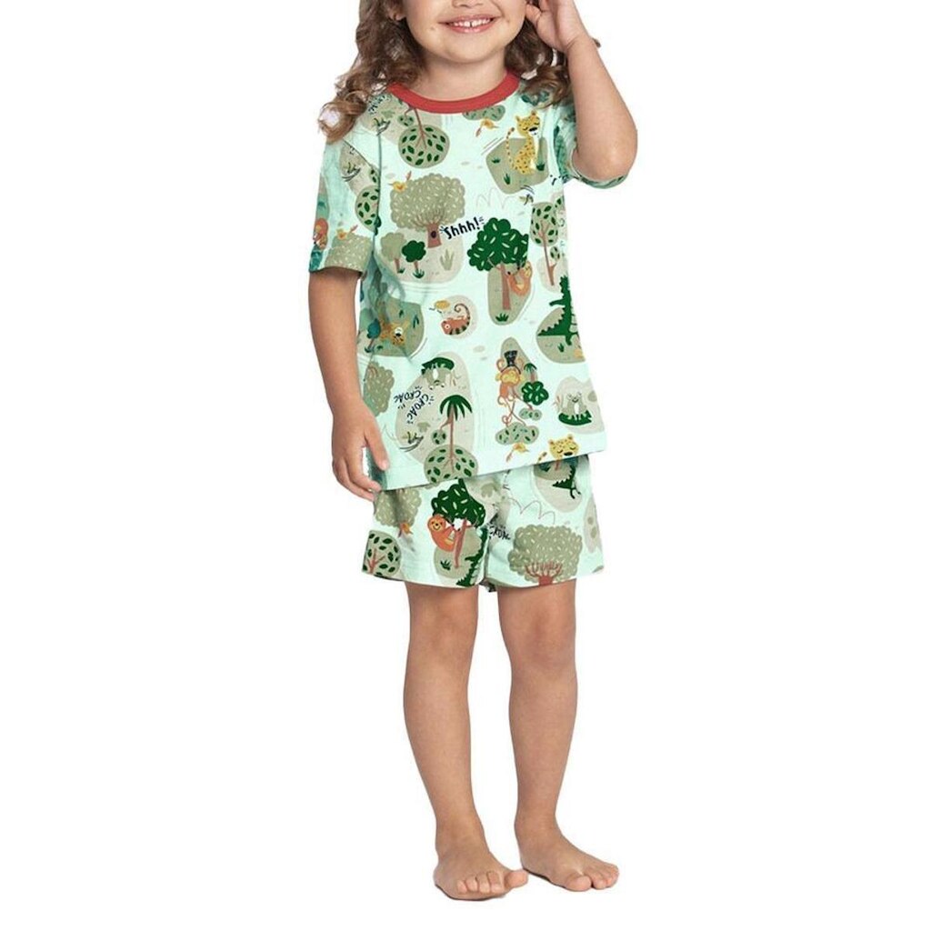 Pijama Infantil Alakazoo Curto Brincando Verde - 19286