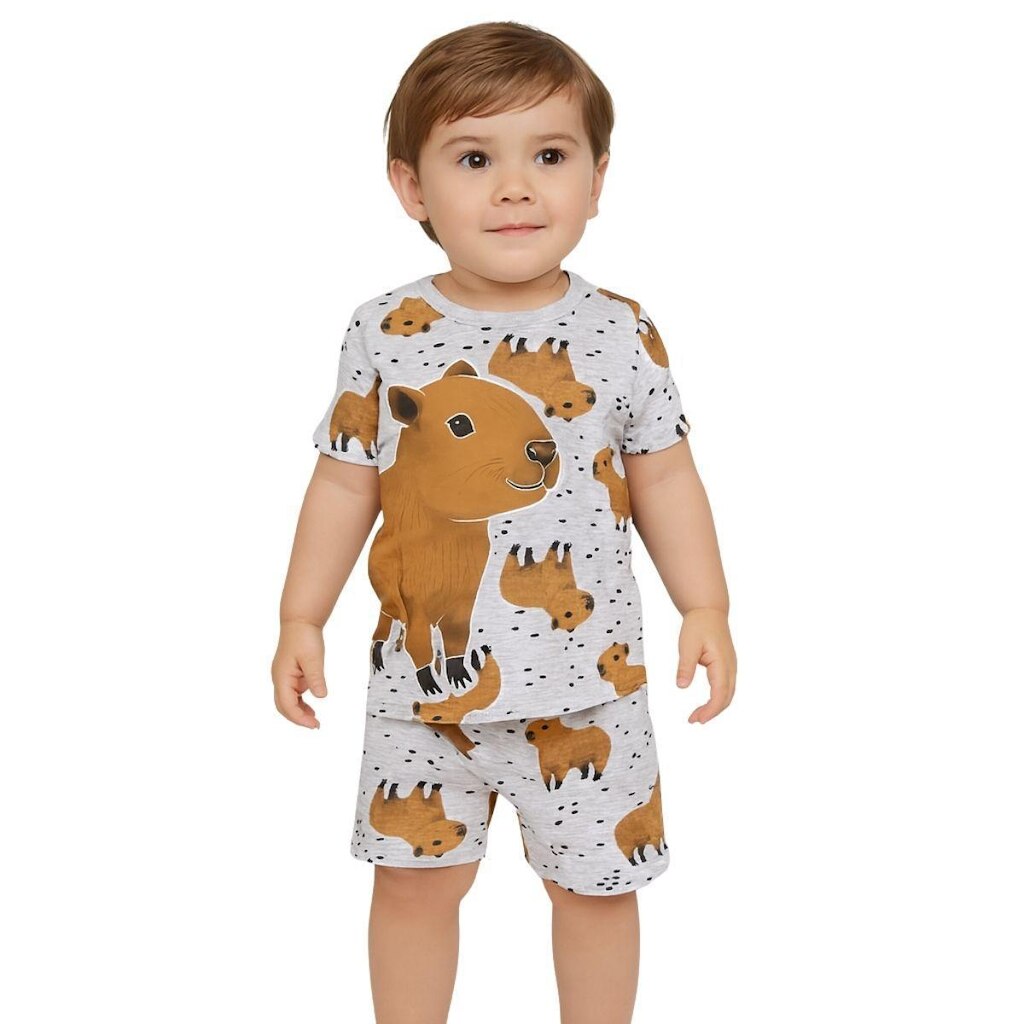 Pijama Infantil Bebê Menino Capivaras Brilha no Escuro Kyly
