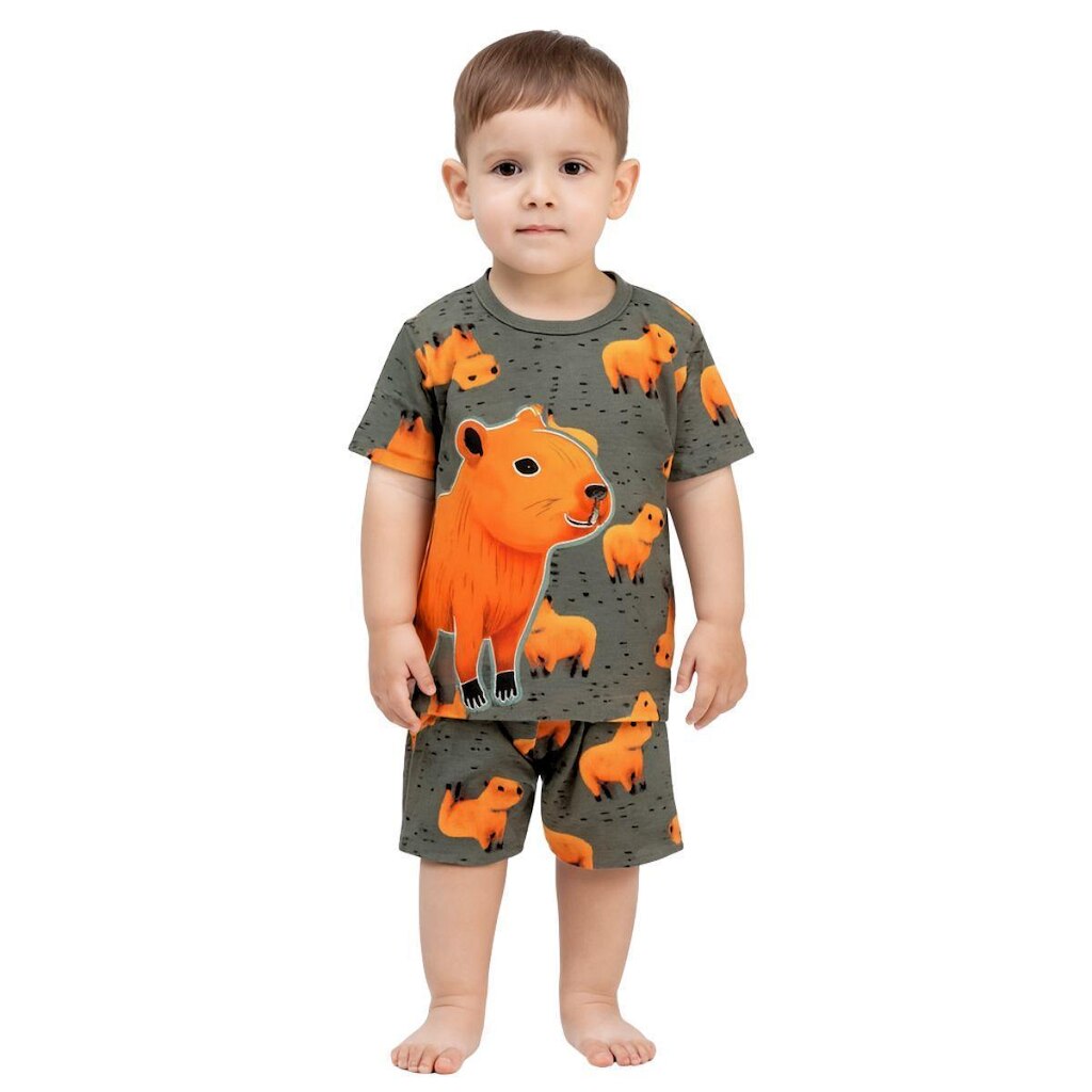 Pijama Infantil Bebê Menino Capivaras Brilha no Escuro Kyly