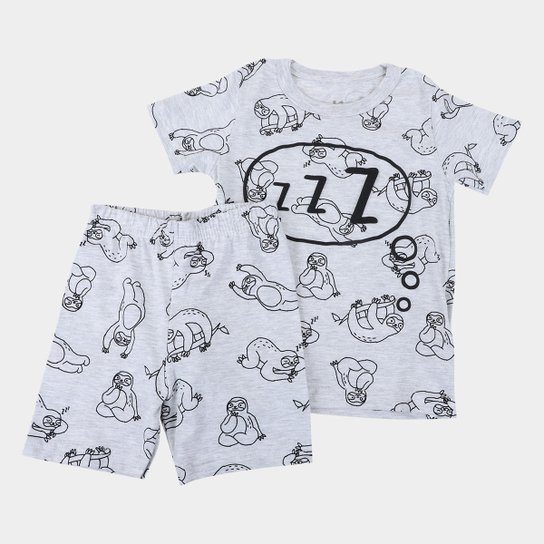 Pijama Infantil Brandili Bichinho Preguiça Masculino - Mescla