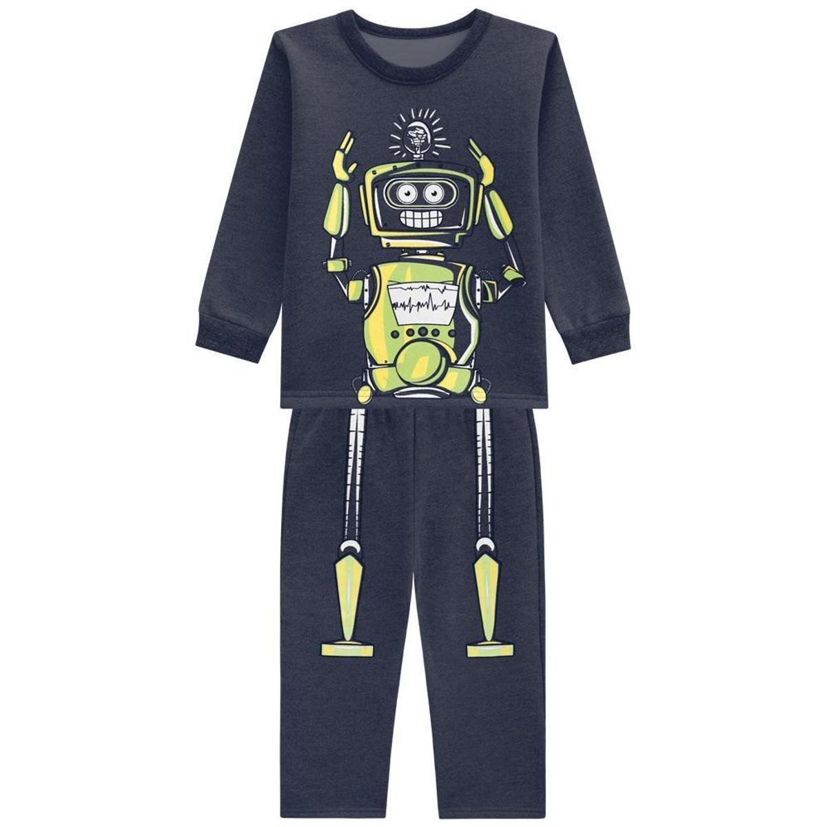 Pijama Infantil Brandili Brilha No Escuro Masculino - Cinza | Zattini