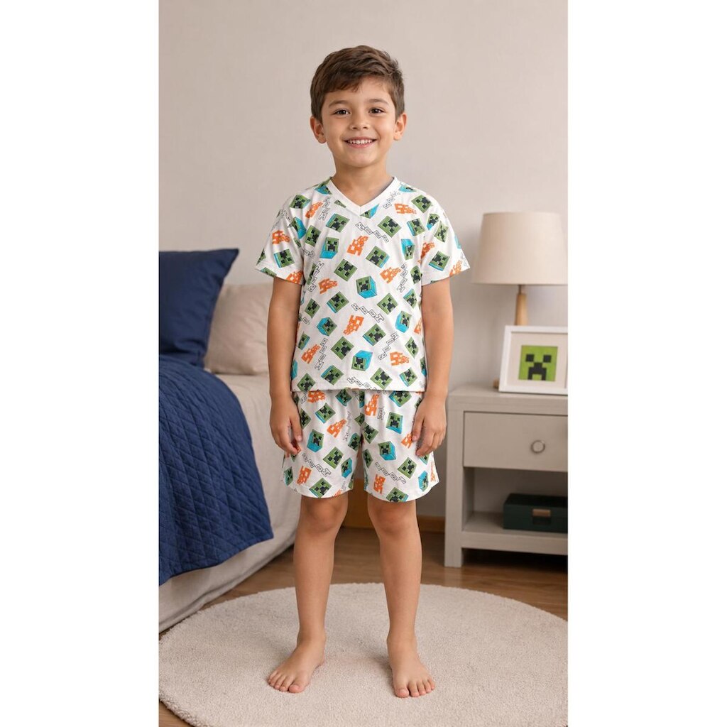 Pijama Infantil Curto Menina Menino Conjunto Camiseta Short