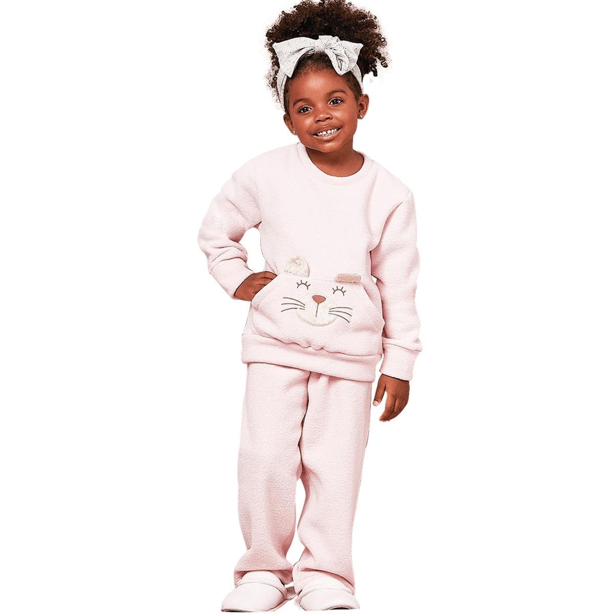 Pijama Infantil em Plush Inverno Luna Cuore Feminino - Rosa | Zattini