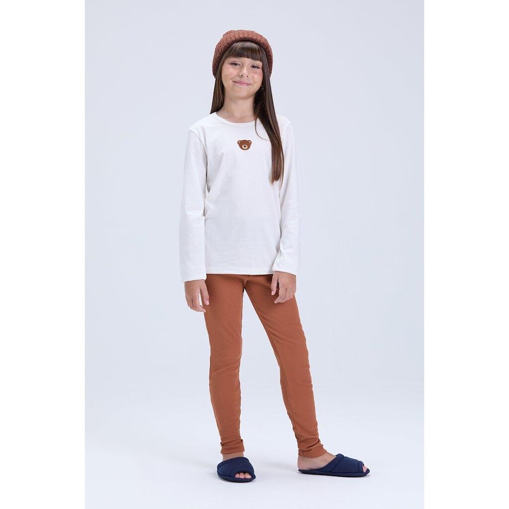 Pijama Infantil Feminino Algodão Inverno Ursinho Clean