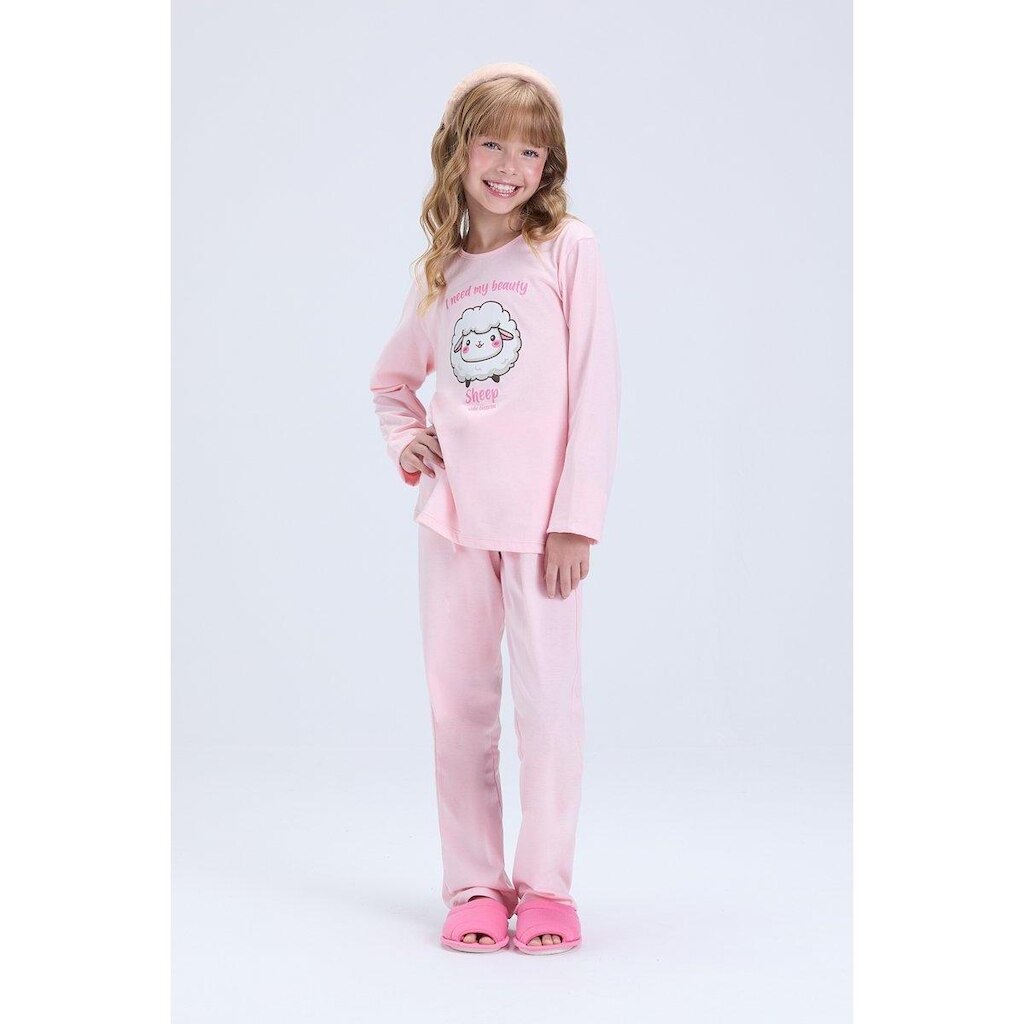 Pijama Infantil Feminino Inverno Algodão Ovelhinha