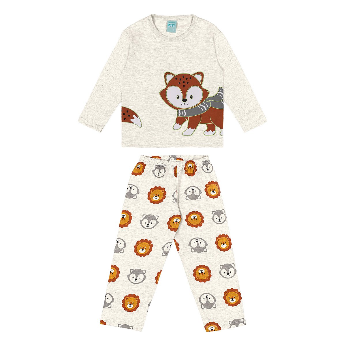 Pijama Infantil Longo Kyly Raposinha Brilha Escuro Menino - Mescla Menor preço em Pijama Infantil Longo Kyly Raposinha Brilha Escuro Menino - Mescla