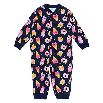 Pijama Infantil Macacão Kyly Soft Quentinho Estampado Menina - Feminino
