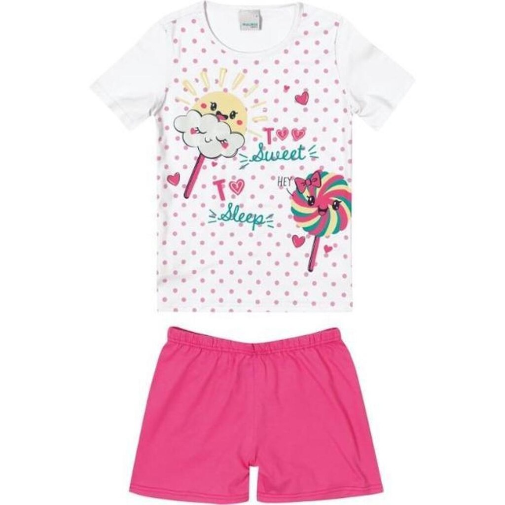 Pijama Infantil Manga Curta Menina 4 ao 8 Malwee Ref. 83332