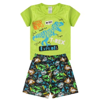Pijama Infantil Mascuilno Manga Curta kappes Amarelo
