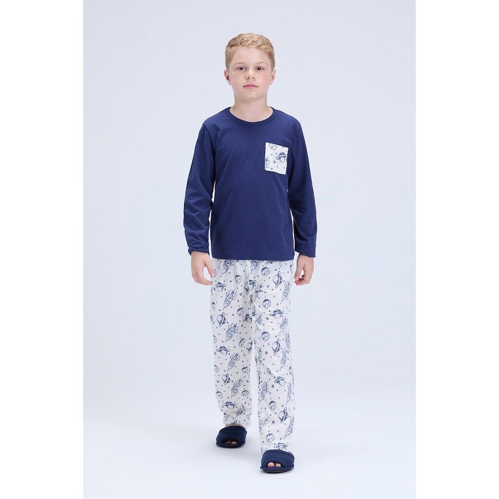 Pijama Infantil Masculino Inverno Bolsinho Estampado