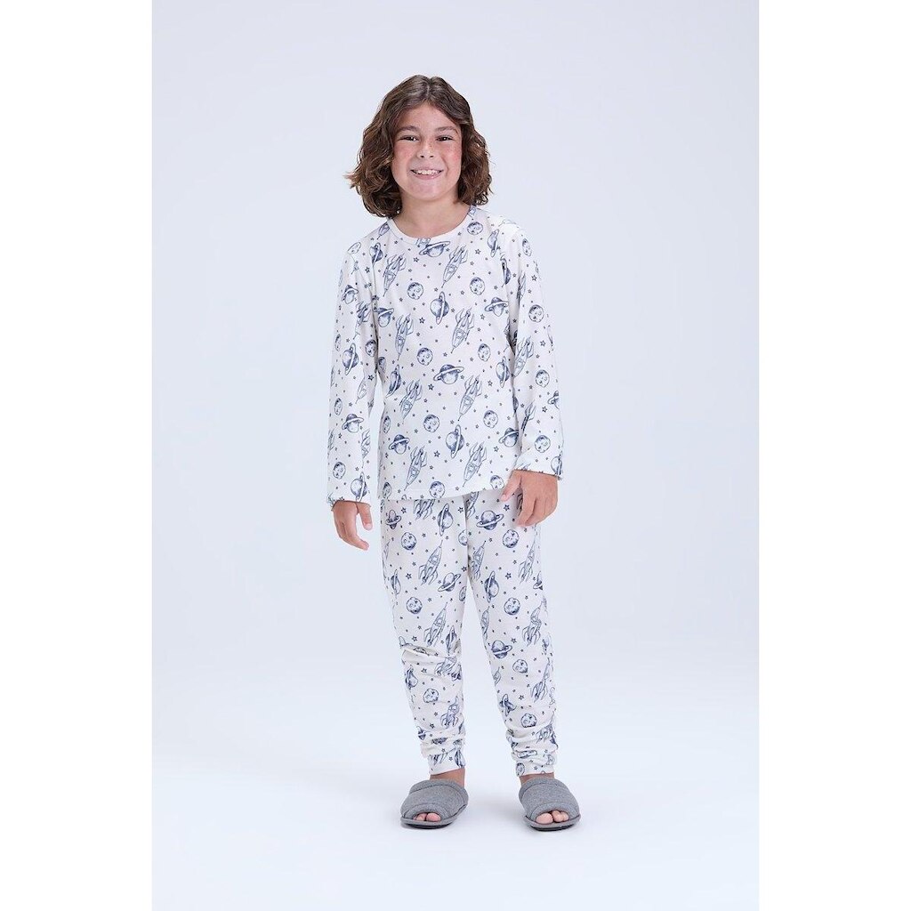 Pijama Infantil Masculino Inverno Sublimado Off Espacial