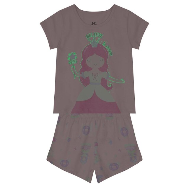 Pijama Infantil Menina Com Estampa Brilha No Escuro Brandili