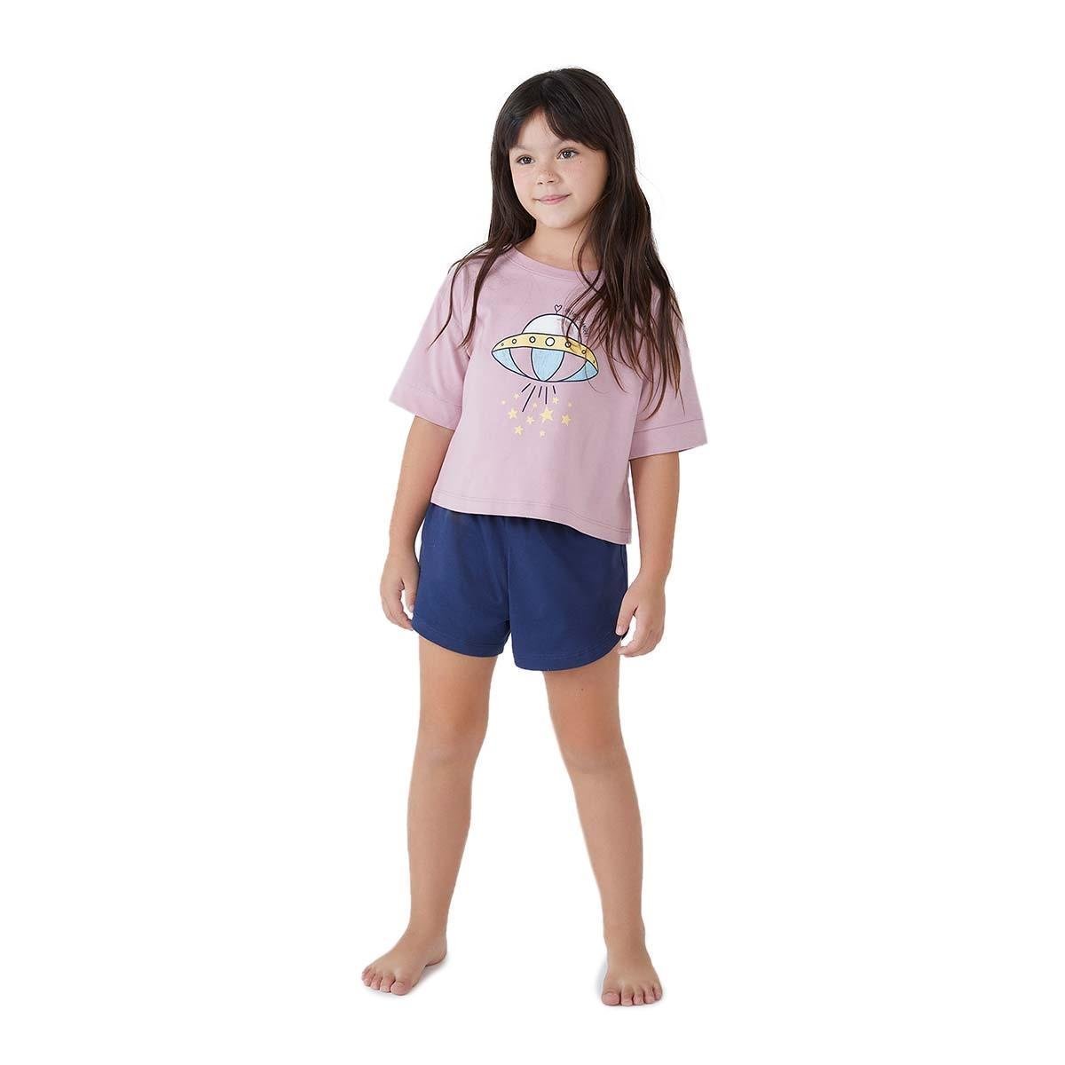 Menor preço em Pijama Infantil Menina Curto Estampado - 56CE1AEN3 - Lilás