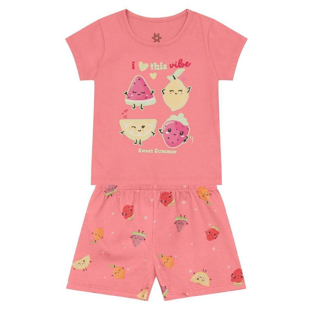 Pijama infantil menina de frutinhas brilha no escuro Brandili