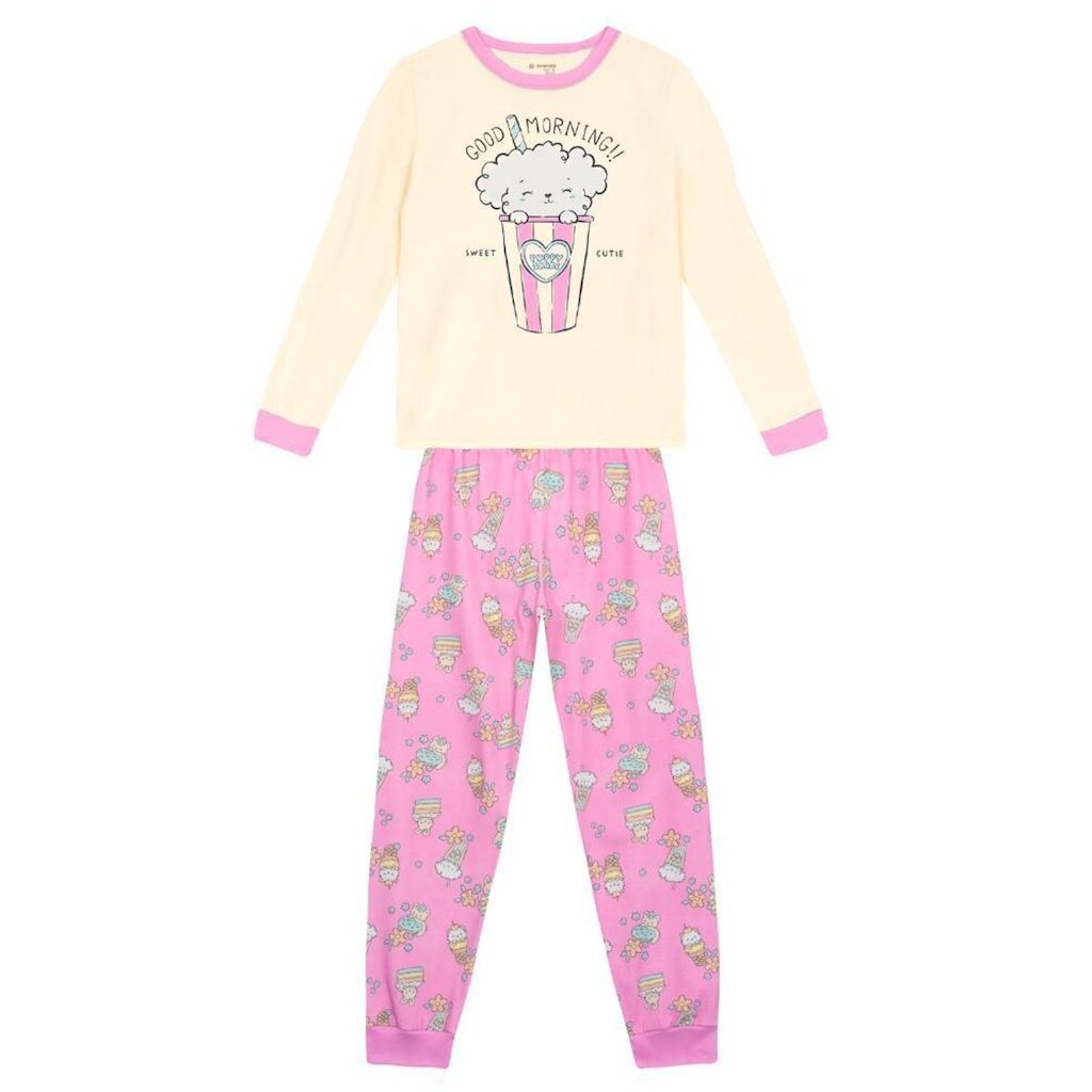 Pijama infantil menina em meia malha Brandili