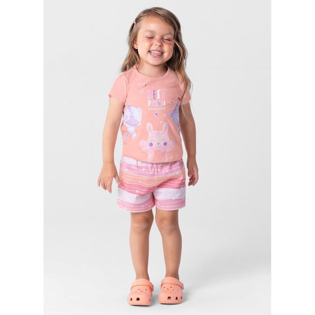 Pijama Infantil Menina Estampa Brilha No Escuro Brandili