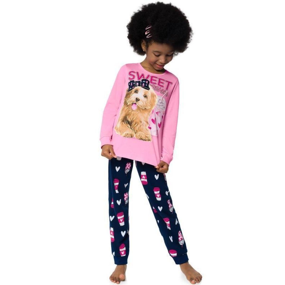 Pijama Infantil Menina Longo Brilha No Escuro Cachorrinha 2 Peças Tam 4 a 14 - Kyly - Rosa Menor preço em Pijama Infantil Menina Longo Brilha No Escuro Cachorrinha 2 Peças Tam 4 a 14 - Kyly - Rosa