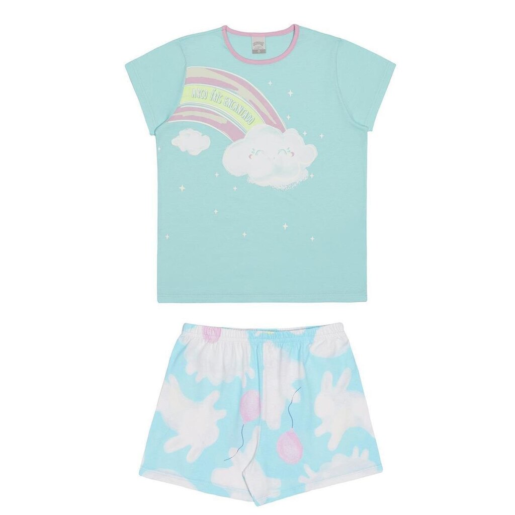 Pijama Infantil Menina Nuvens Azul Alakazoo