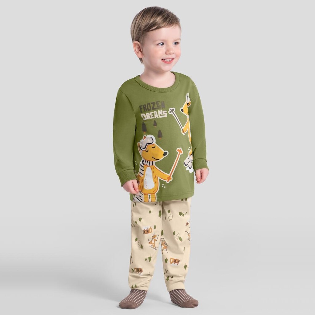 Pijama infantil menino animais brilha no escuro Brandili