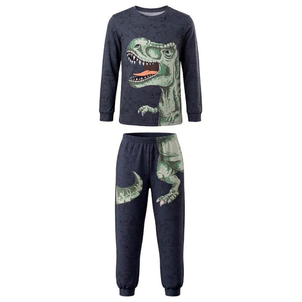 Pijama infantil menino em malha com estampa de dinossauro Brandili