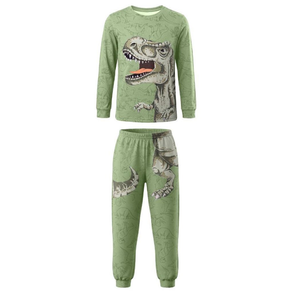 Pijama infantil menino em malha com estampa de dinossauro Brandili