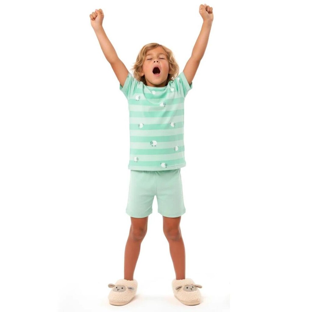 Pijama Infantil Menino Pula Carneirinho Alphabeto Cha Verde