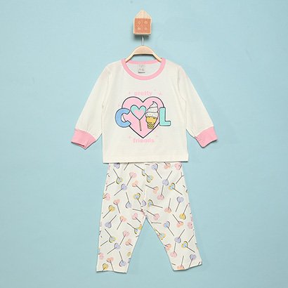Pijama Infantil Pingo Lelê Sorvetes Manga Longa Feminino - Feminino
