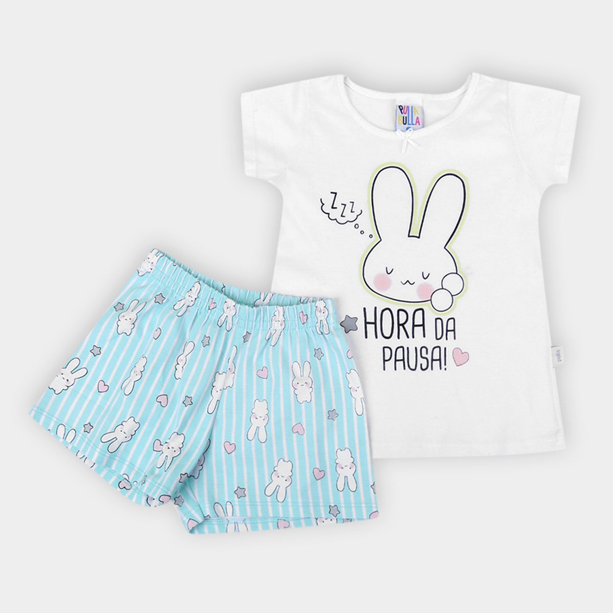 Pijama Infantil Pulla Bulla Hora da Pausa Feminino - Branco Menor preço em Pijama Infantil Pulla Bulla Hora da Pausa Feminino - Branco