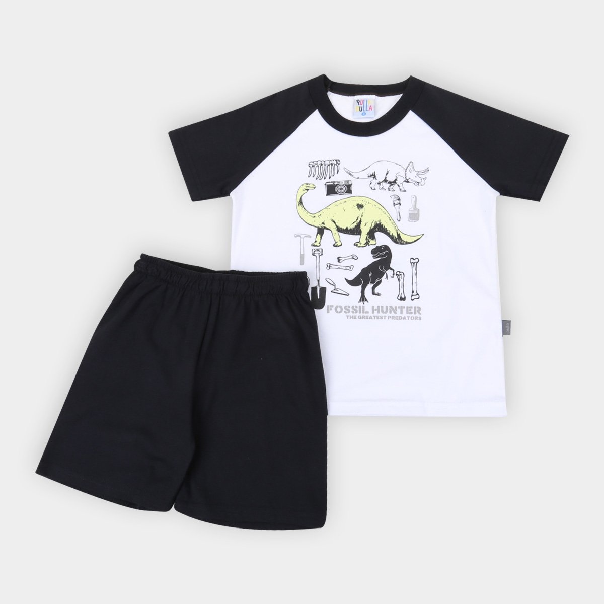 Pijama Infantil Pulla Bulla Malha Dinossauros Masculino - Branco Menor preço em Pijama Infantil Pulla Bulla Malha Dinossauros Masculino - Branco